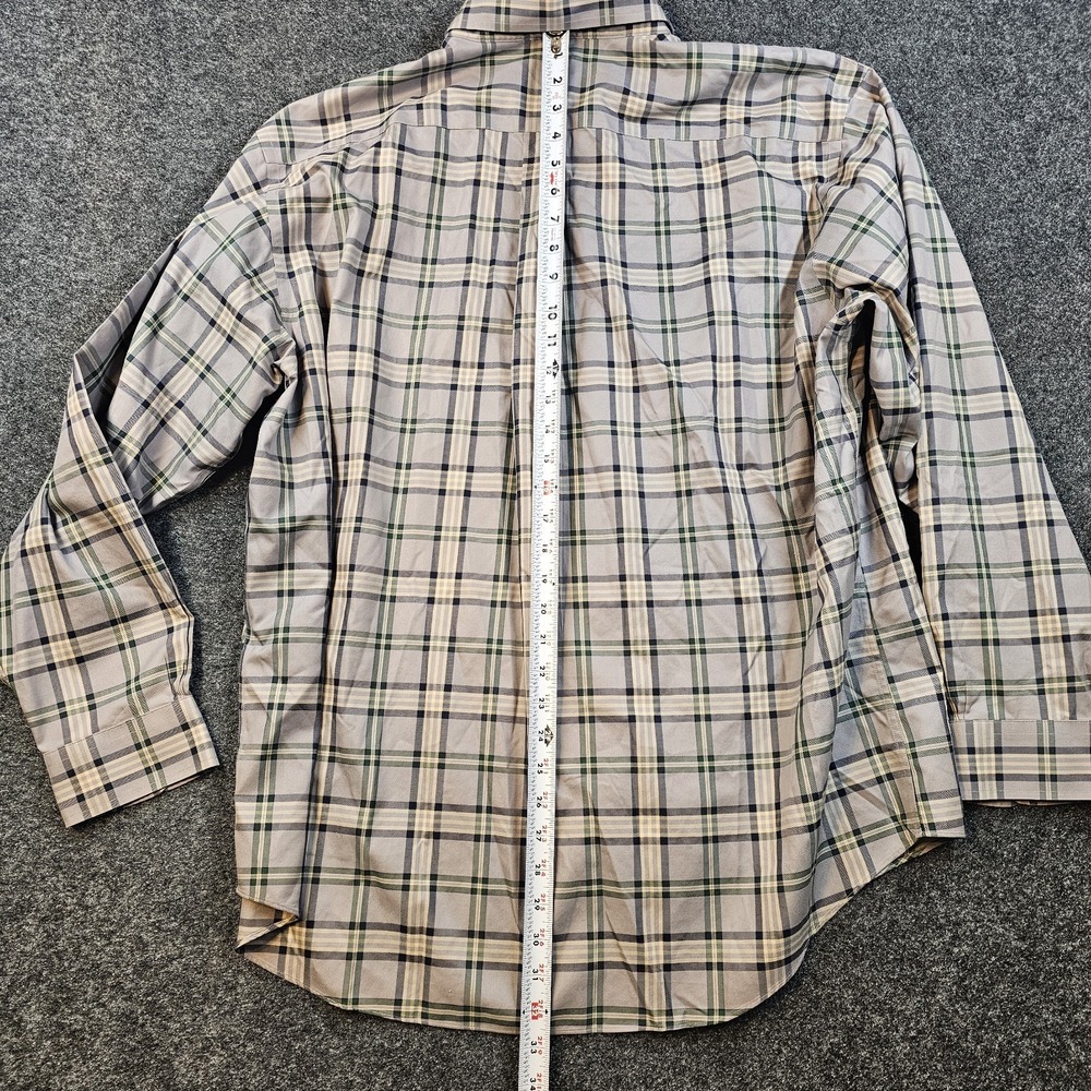 Brooks Brothers Mens XL Plaid Button Down Shirt 100% Cotton Non Iron Gray Green - Picture 8 of 8